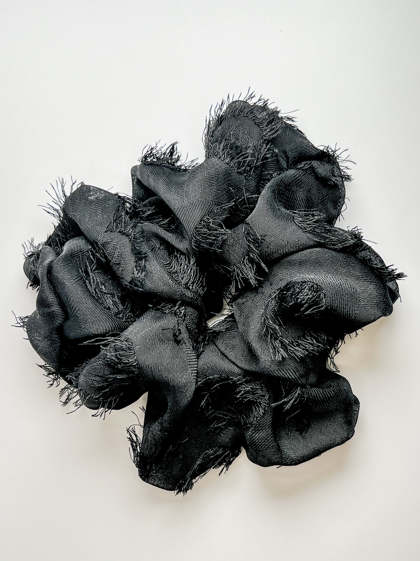 Frayed Black Scrunchie